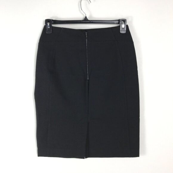 New York & Company Pencil Skirt Women's Size 6 Black Stretch Zip Pleat Career - Picture 2 of 10